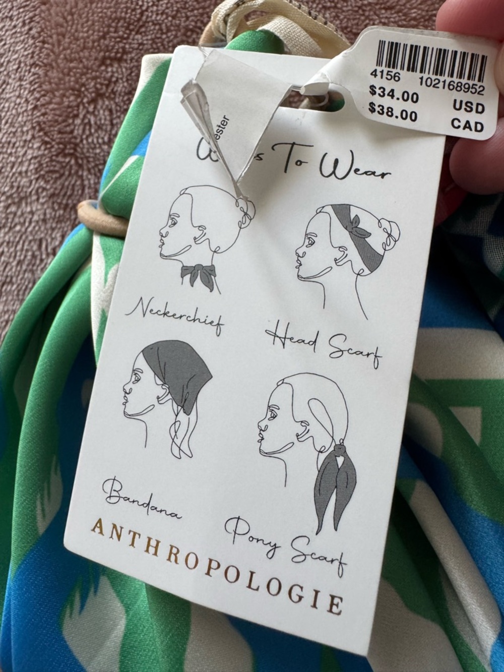 NWT Anthropologie Set of Two Hair Scarves, Multicolor Print, One Size - Picture 3 of 3